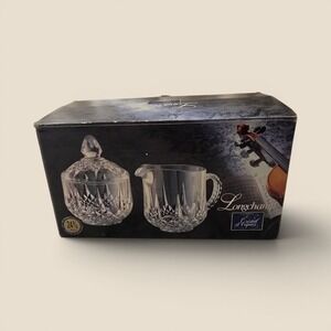 Cristal d'Arques Longchamp 24% Lead Crystal Cream and Sugar Set France Clear